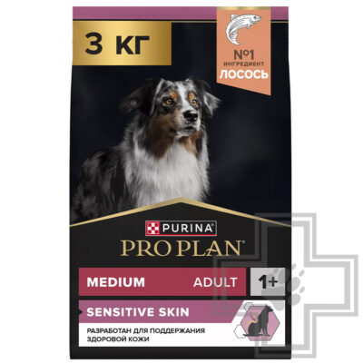 Pro Plan Sensitive Skin Medium Adult Корм для взрослых собак средних пород, с лососем
