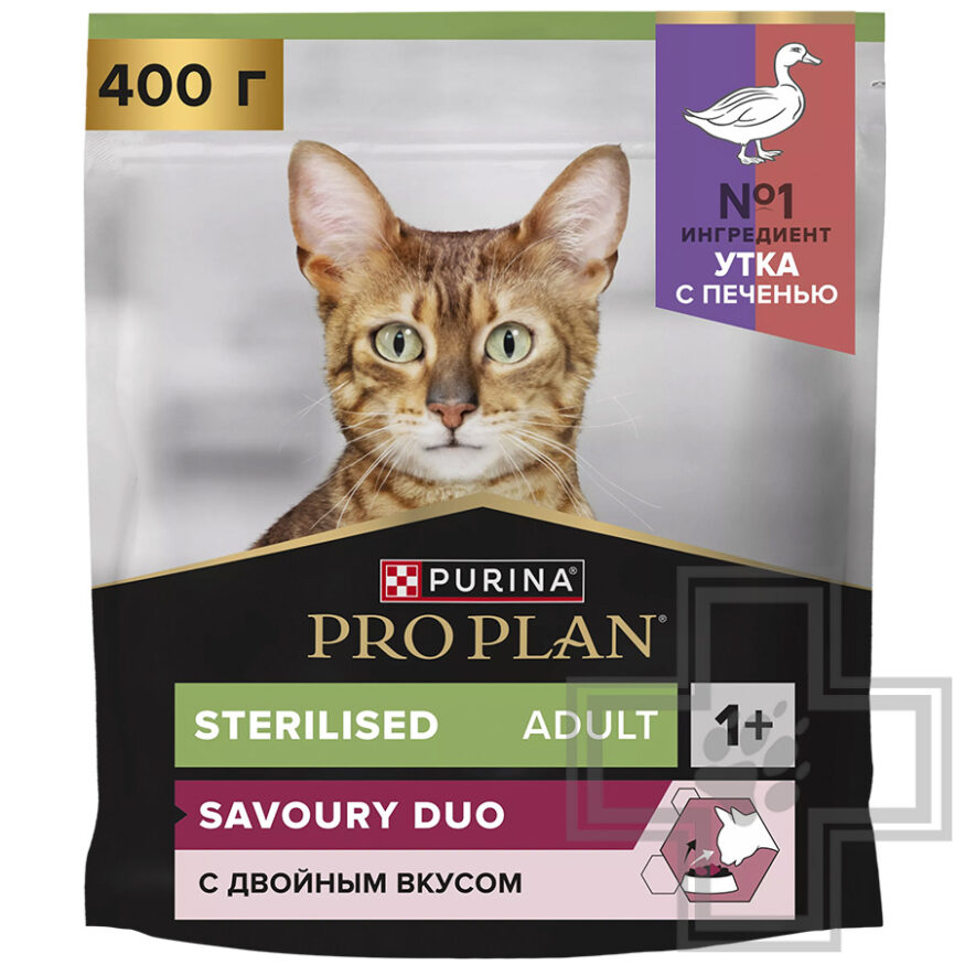Pro Plan Savoury Duo Sterilized Adult Корм для взрослых стерилизованных кошек, с уткой и печенью
