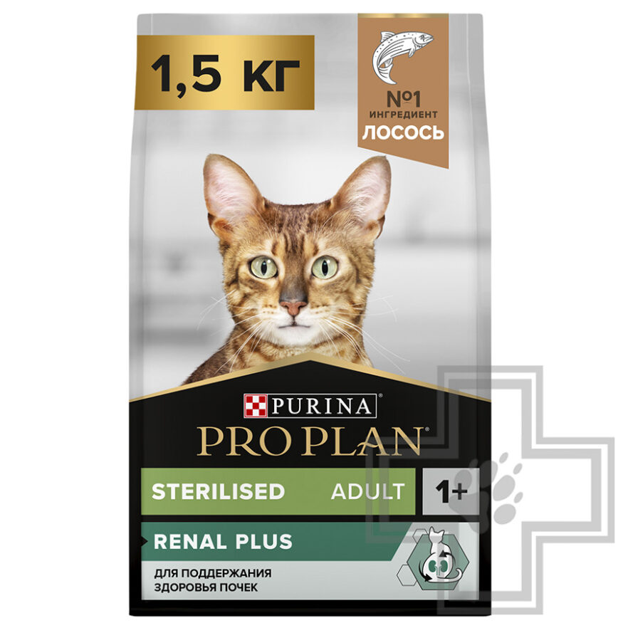 Pro Plan Renal Plus Sterilised Adult Корм для стерилизованных кошек для поддержки почек, с лососем