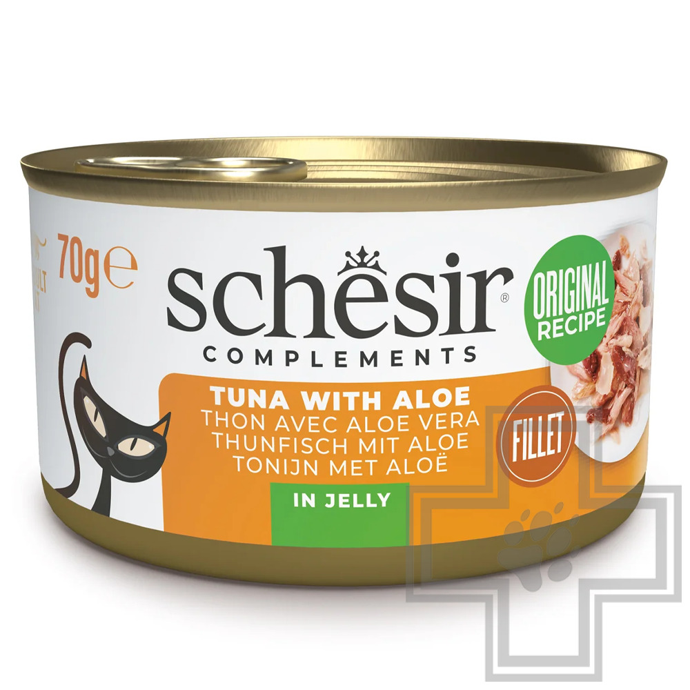 Schesir Complements Консервы для взрослых кошек, с тунцом и алоэ в желе