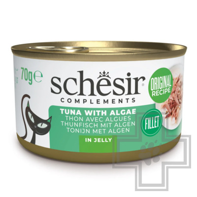 Schesir Complements Консервы для взрослых кошек, с тунцом и водорослями в желе