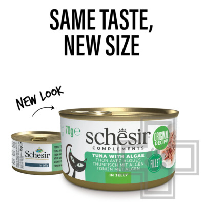 Schesir Complements Консервы для взрослых кошек, с тунцом и водорослями в желе