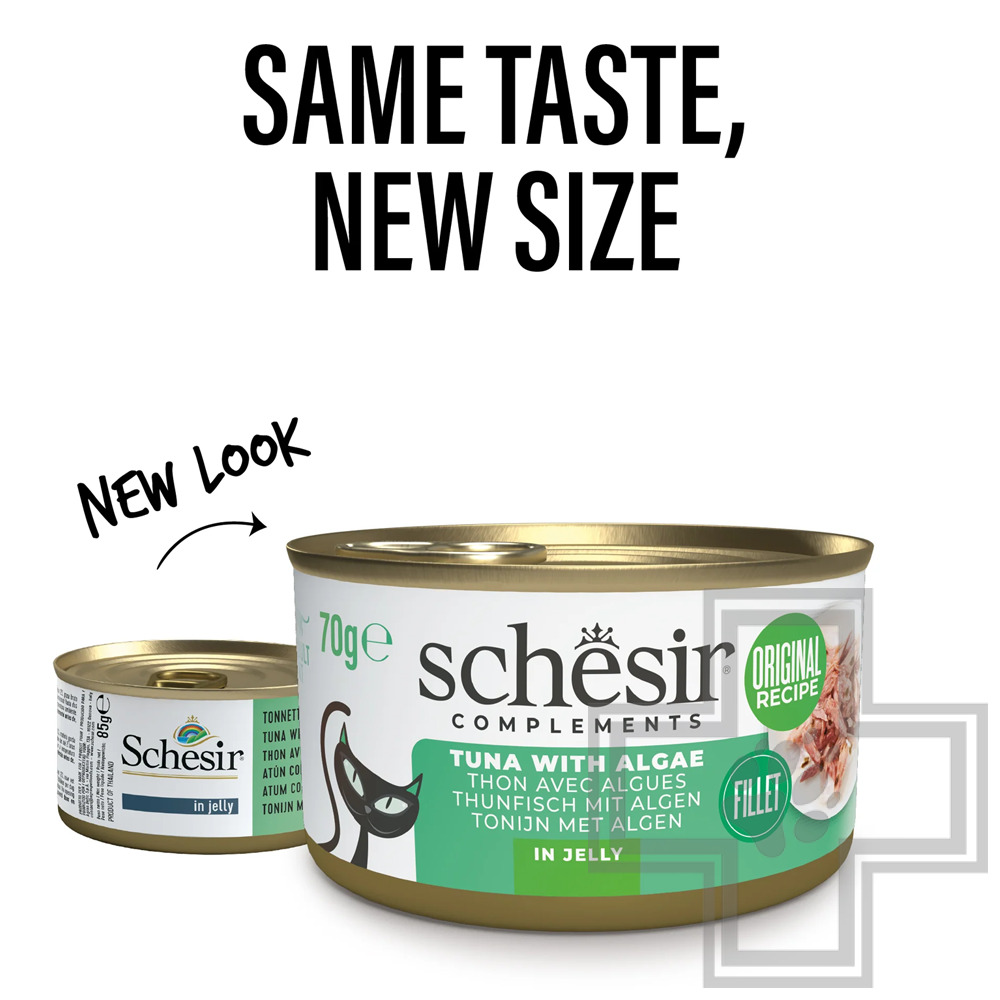 Schesir Complements Консервы для взрослых кошек, с тунцом и водорослями в желе