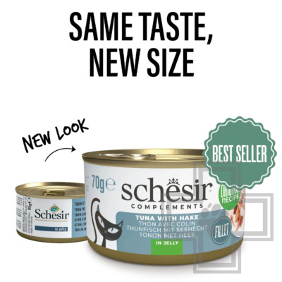 Schesir Complements Консервы для взрослых кошек, с тунцом и хеком в желе