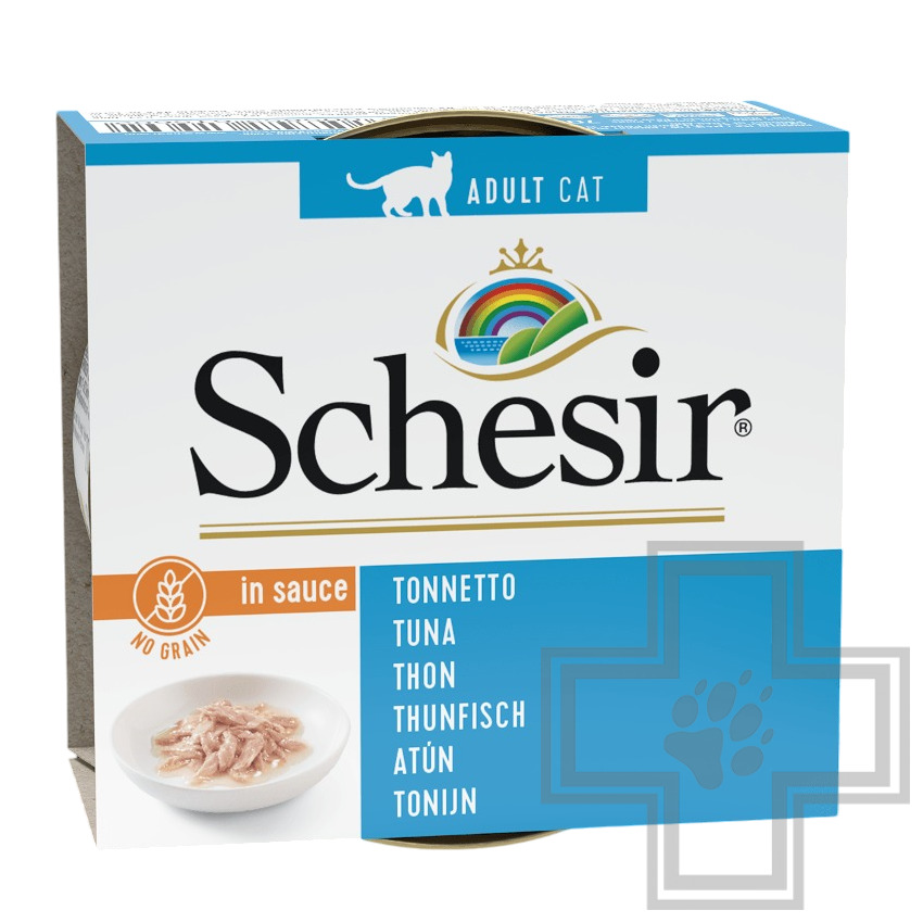 Schesir Консервы беззерновые для взрослых кошек, тунец в соусе
