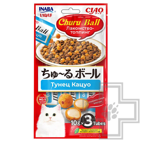 INABA CIAO Churu Ball Лакомство-топпинг для кошек, с тунцом Кацуо
