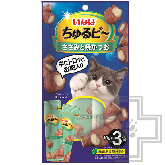 INABA Churu Bee Запеченные трубочки для кошек, с тунцом Кацуо и куриным филе