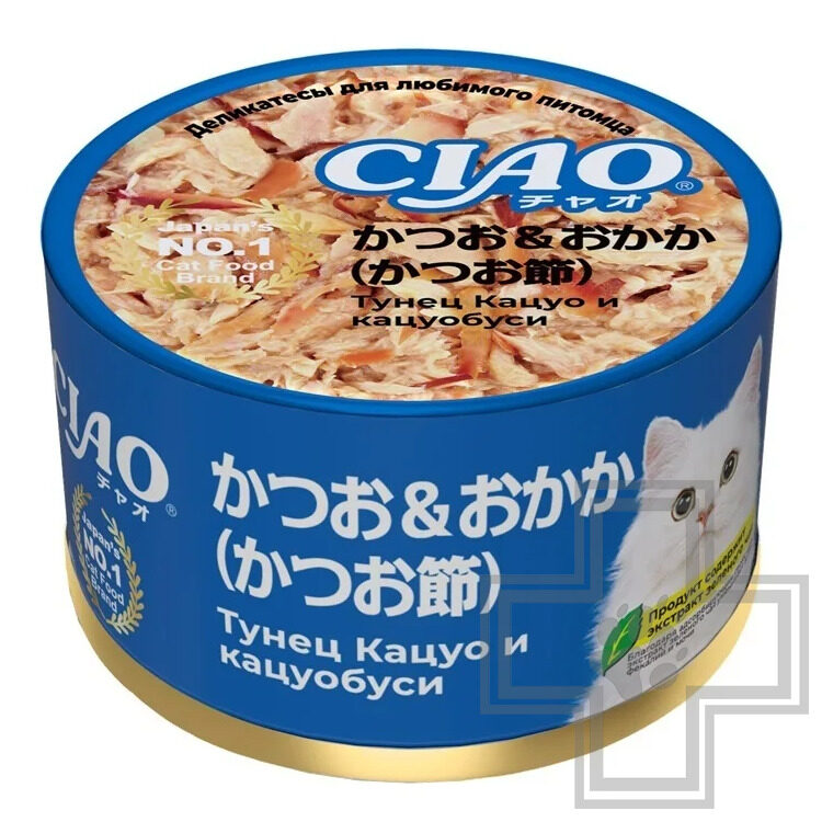 INABA CIAO Консервы для кошек, с тунцом Кацуо и кацуобуси