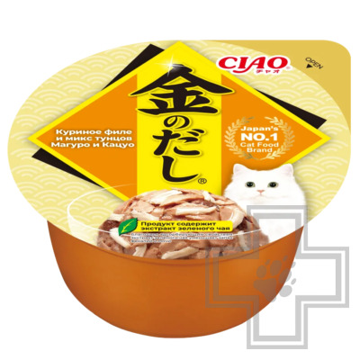 INABA CIAO Kinnodashi Консервы для кошек, с куриным филе и тунцом Кацуо и Мацуо