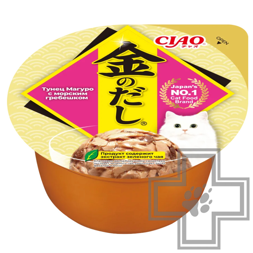 INABA CIAO Kinnodashi Консервы для кошек, с тунцом Магуро и морским гребешком