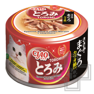 INABA CIAO Toromi Консервы для кошек, с куриным филе, тунцом Магуро и кацуобуси