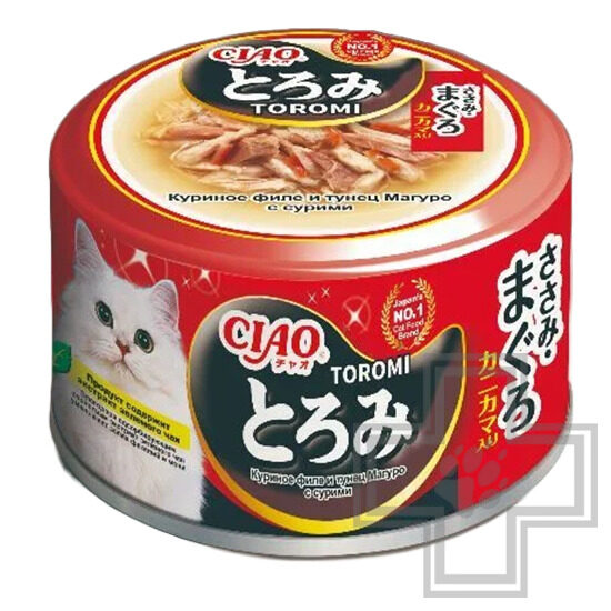 INABA CIAO Toromi Консервы для кошек, с куриным филе, тунцом Магуро и сурими