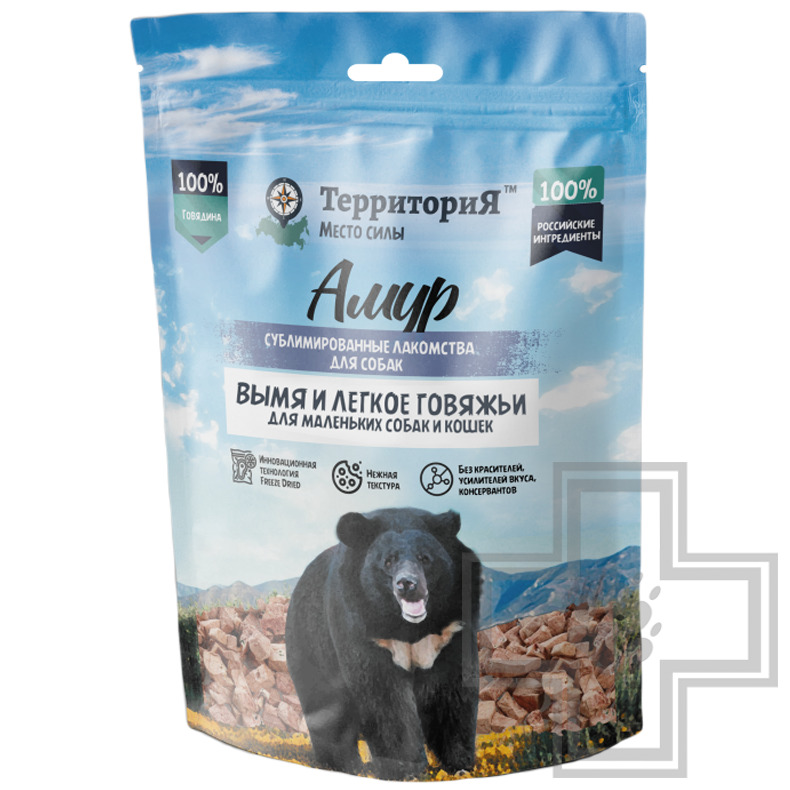 ТерриториЯ Лакомство сублимированное "Амур Вымя и легкое говяжьи" для собак мелких пород и кошек