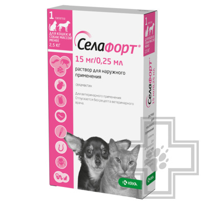 Селафорт Капли на холку противопаразитарные для кошек и собак мелких пород (цена за 1 пипетку)