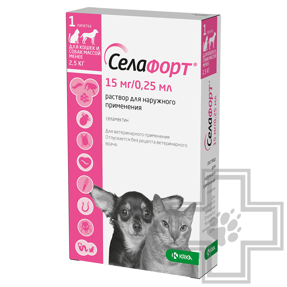 Селафорт Капли на холку противопаразитарные для кошек и собак мелких пород (цена за 1 пипетку)