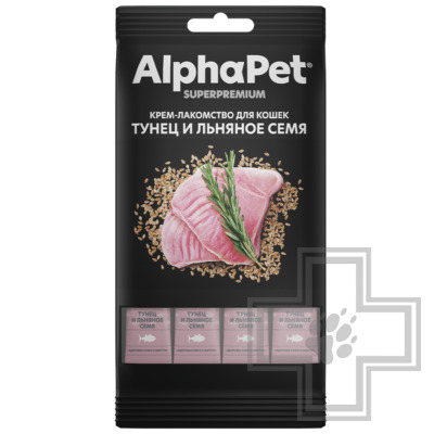 AlphaPet Superpremium Крем-лакомство для кошек, с тунцом и семенами льна