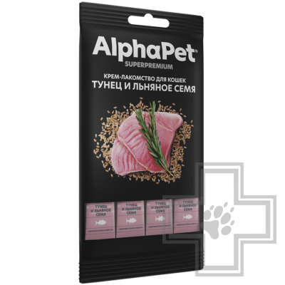 AlphaPet Superpremium Крем-лакомство для кошек, с тунцом и семенами льна