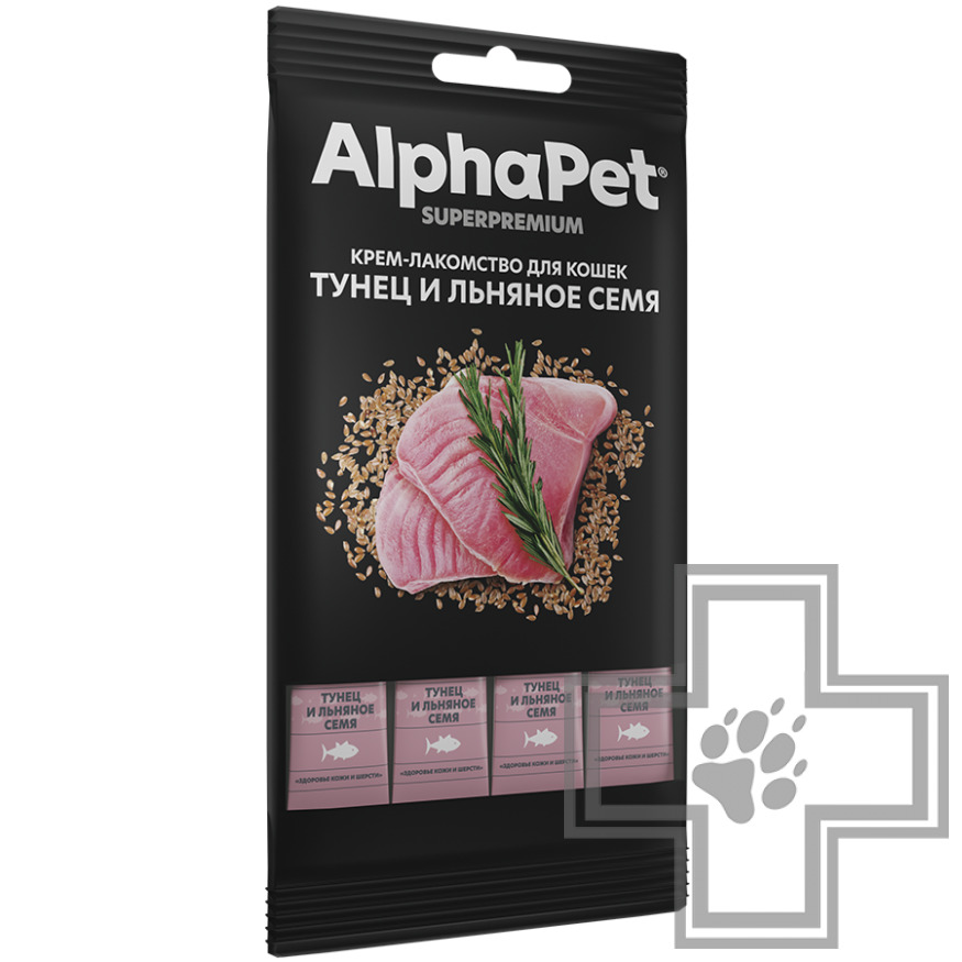 AlphaPet Superpremium Крем-лакомство для кошек, с тунцом и семенами льна
