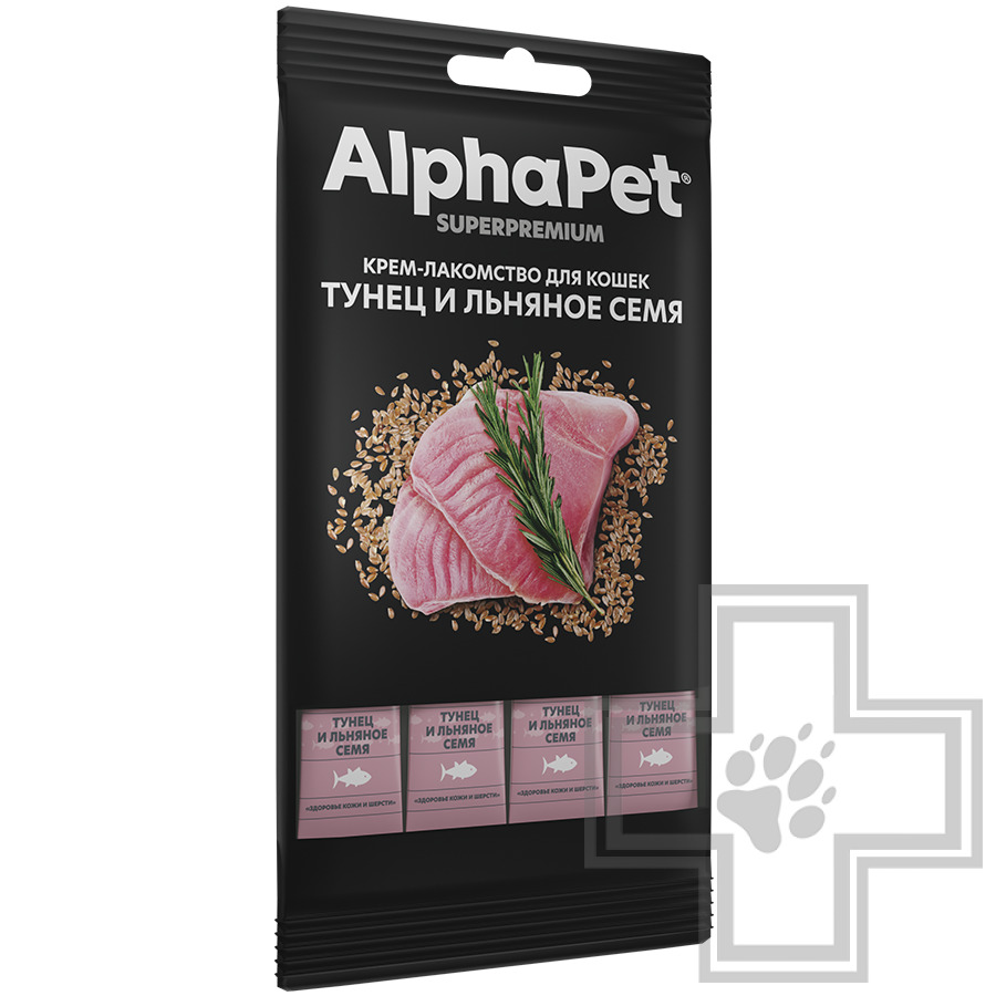 AlphaPet Superpremium Крем-лакомство для кошек, с тунцом и семенами льна