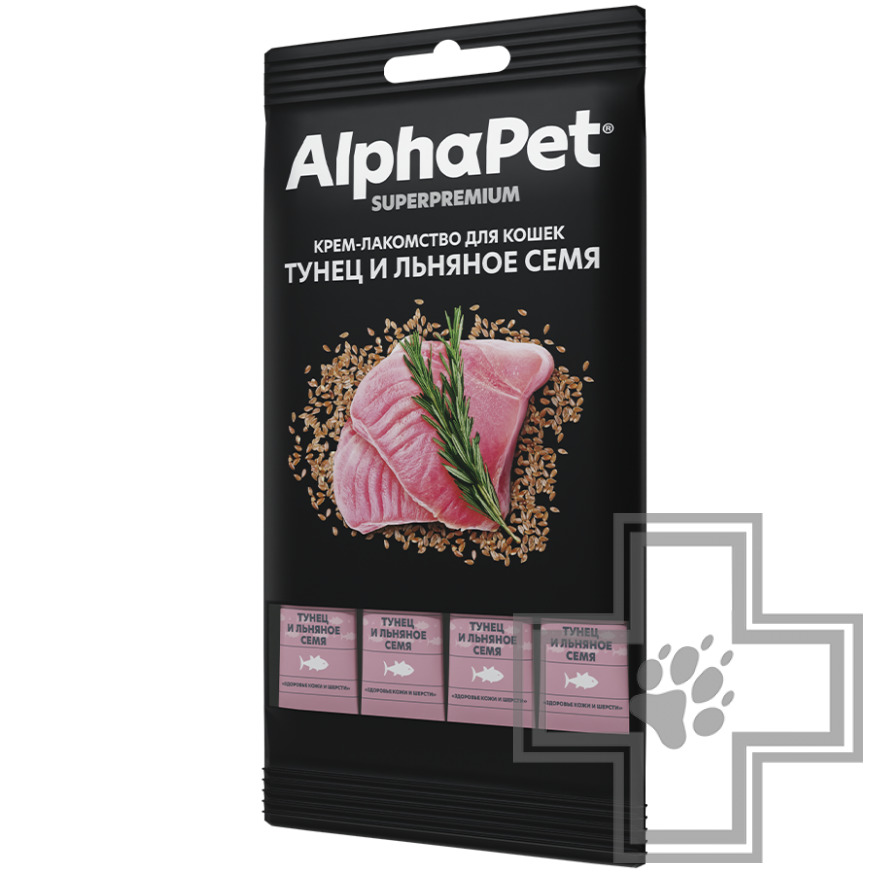 AlphaPet Superpremium Крем-лакомство для кошек, с тунцом и семенами льна