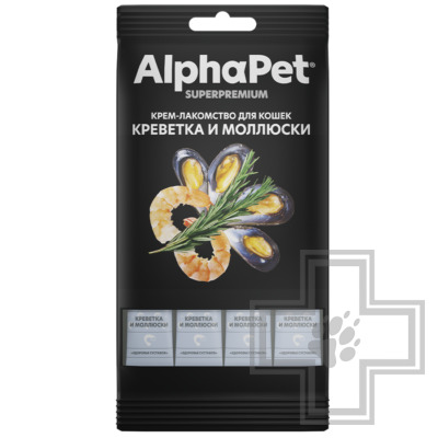 AlphaPet Superpremium Крем-лакомство для кошек, с креветкой и моллюсками