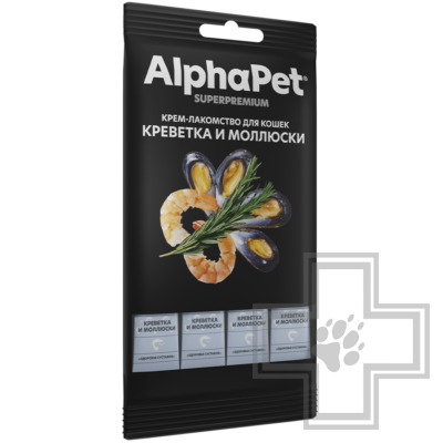 AlphaPet Superpremium Крем-лакомство для кошек, с креветкой и моллюсками