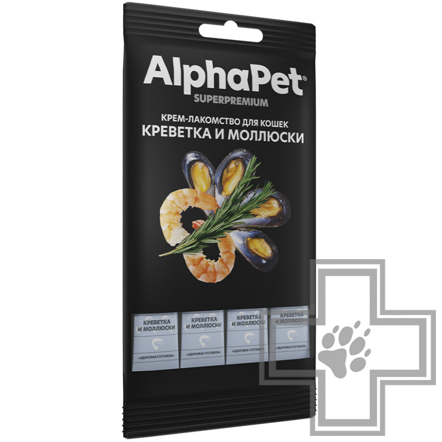 AlphaPet Superpremium Крем-лакомство для кошек, с креветкой и моллюсками