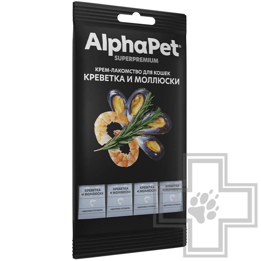 AlphaPet Superpremium Крем-лакомство для кошек, с креветкой и моллюсками
