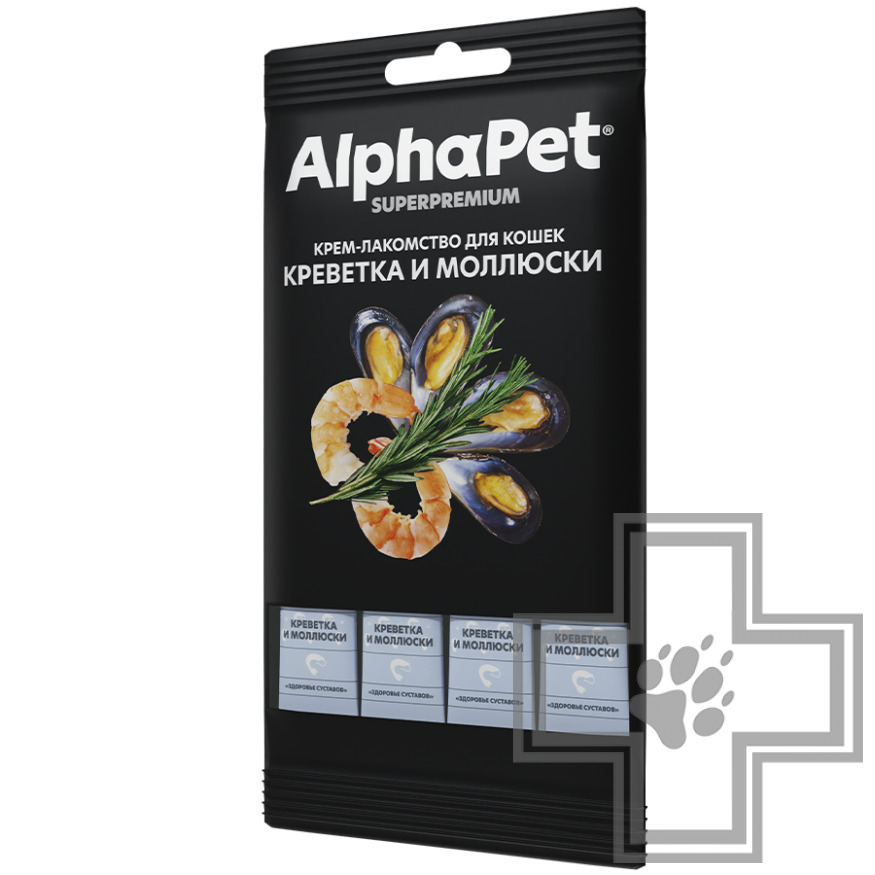 AlphaPet Superpremium Крем-лакомство для кошек, с креветкой и моллюсками