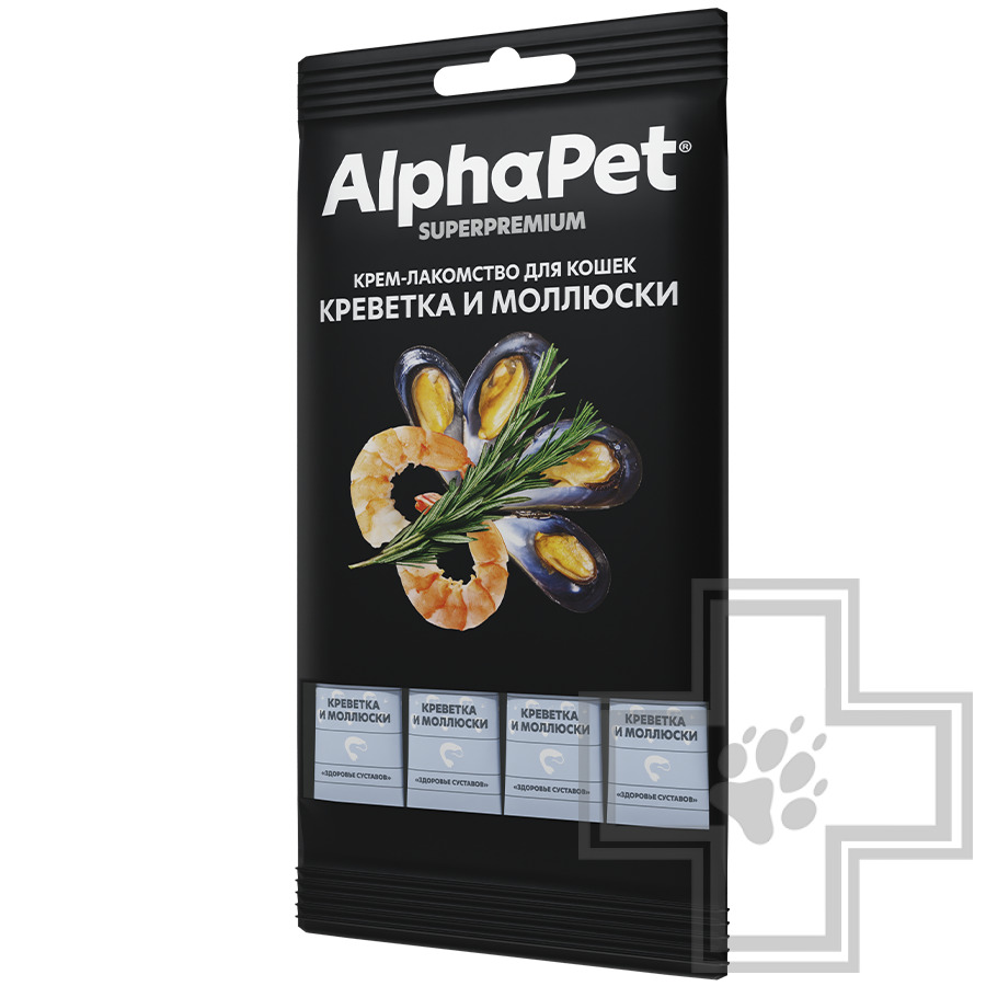 AlphaPet Superpremium Крем-лакомство для кошек, с креветкой и моллюсками