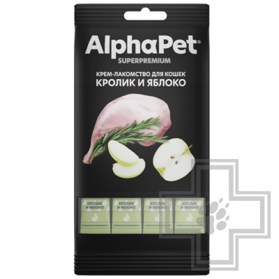 AlphaPet Superpremium Крем-лакомство для кошек, с кроликом и яблоком