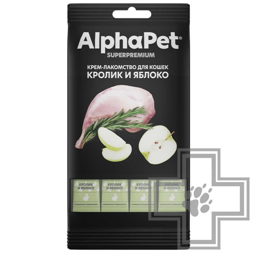 AlphaPet Superpremium Крем-лакомство для кошек, с кроликом и яблоком