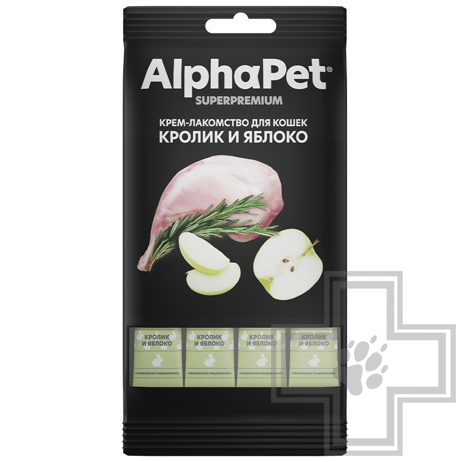 AlphaPet Superpremium Крем-лакомство для кошек, с кроликом и яблоком