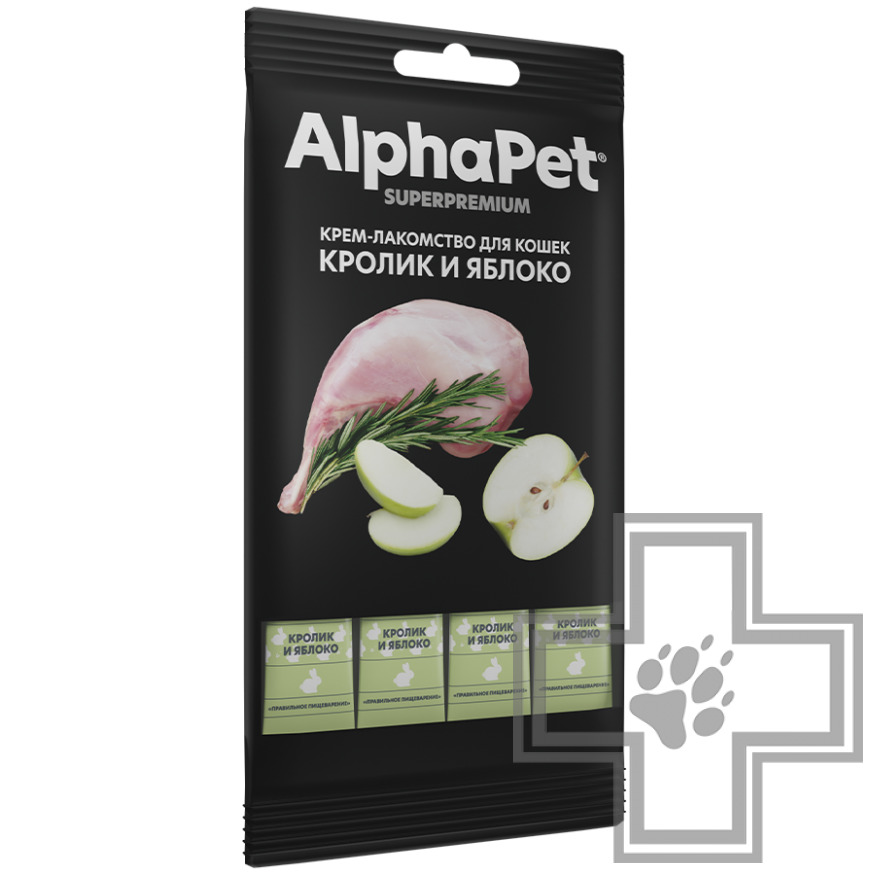 AlphaPet Superpremium Крем-лакомство для кошек, с кроликом и яблоком