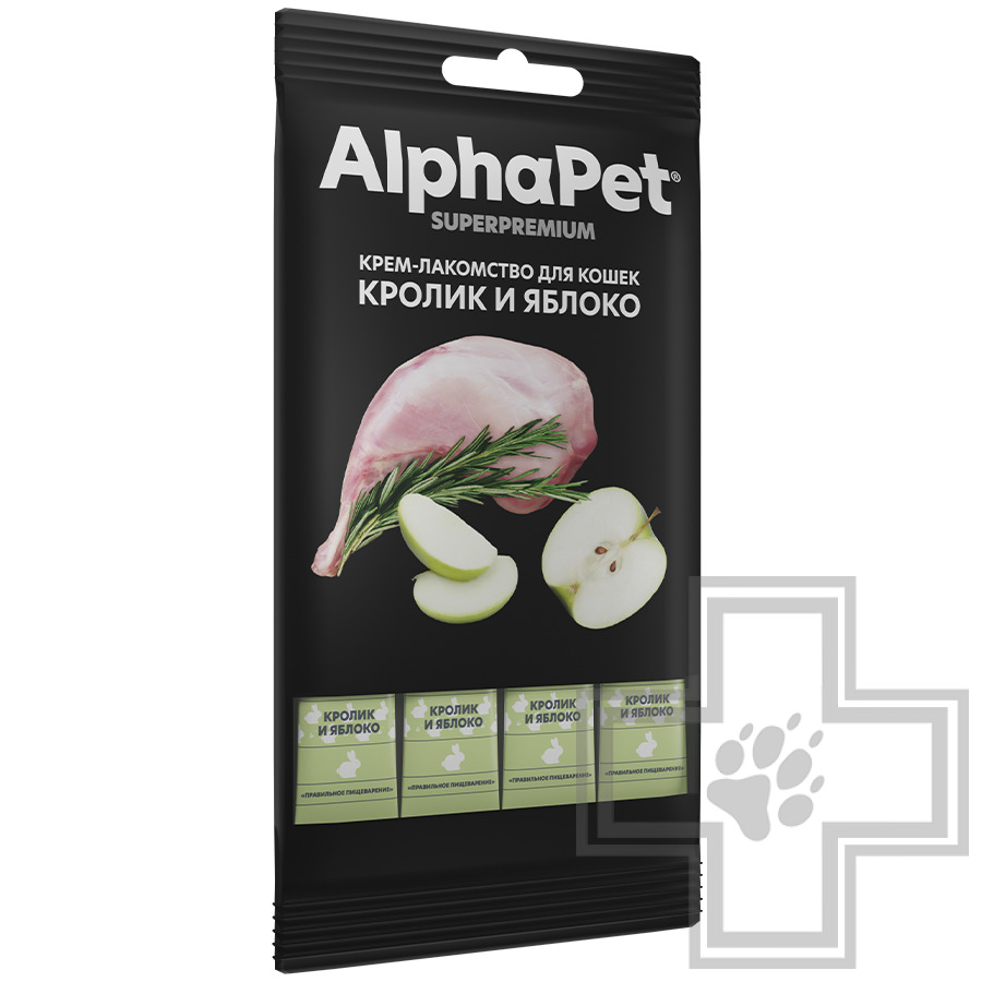 AlphaPet Superpremium Крем-лакомство для кошек, с кроликом и яблоком