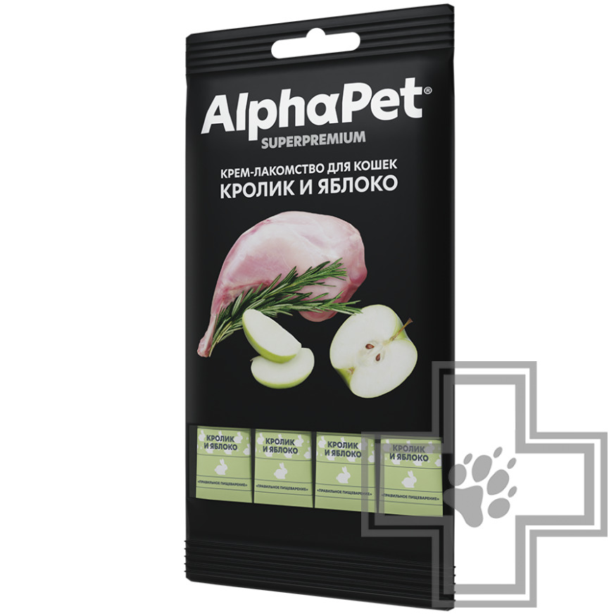 AlphaPet Superpremium Крем-лакомство для кошек, с кроликом и яблоком