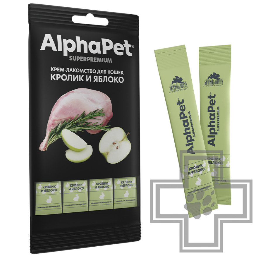 AlphaPet Superpremium Крем-лакомство для кошек, с кроликом и яблоком