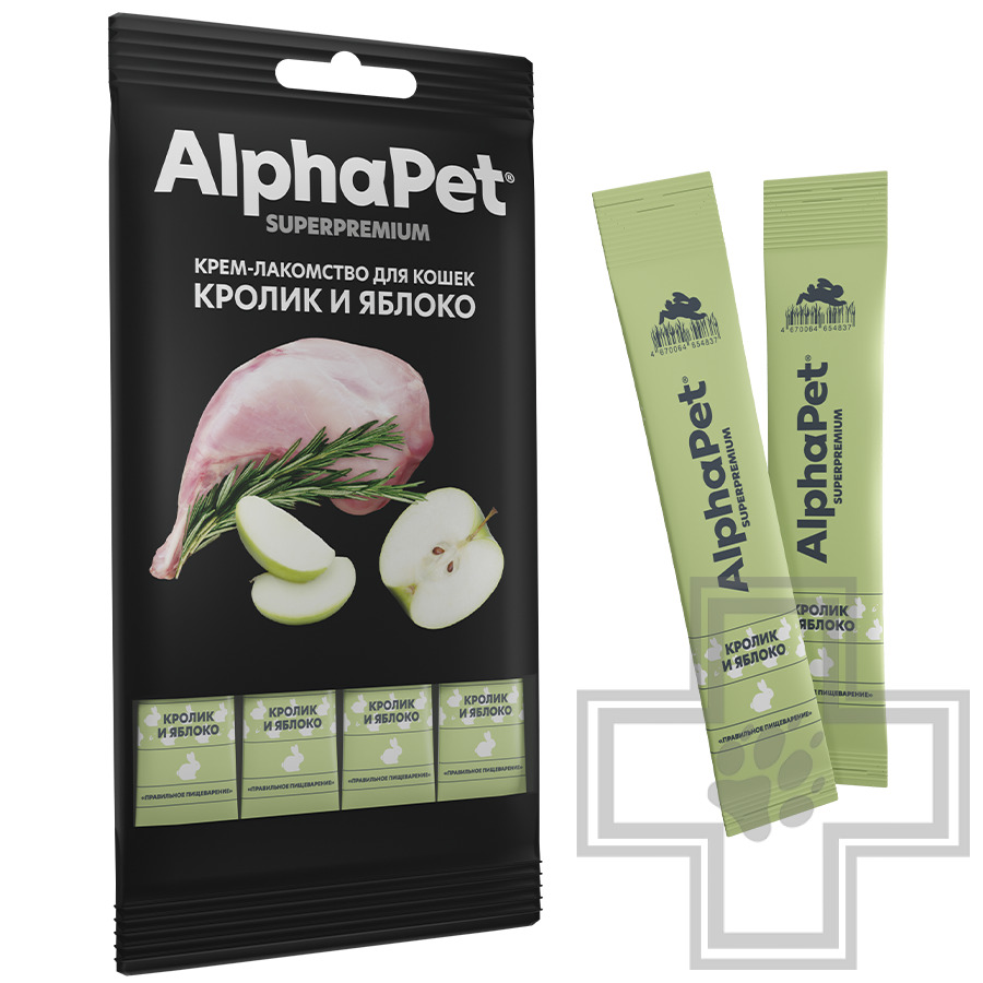 AlphaPet Superpremium Крем-лакомство для кошек, с кроликом и яблоком