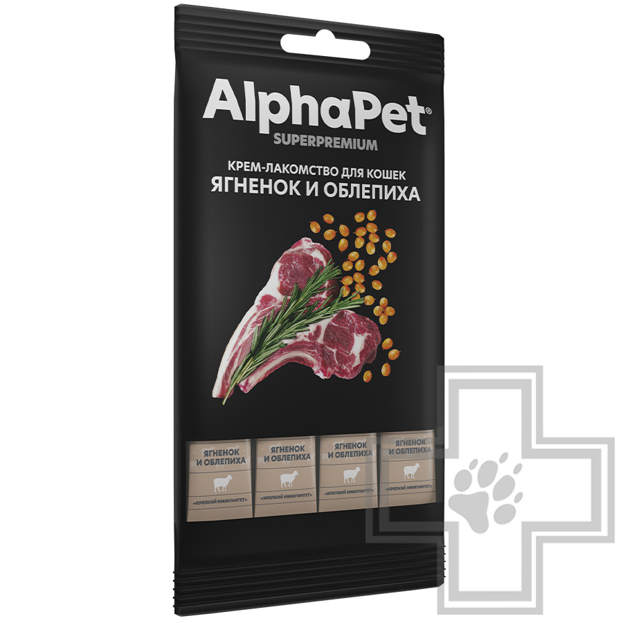 AlphaPet Superpremium Крем-лакомство для кошек, с ягненком и облепихой