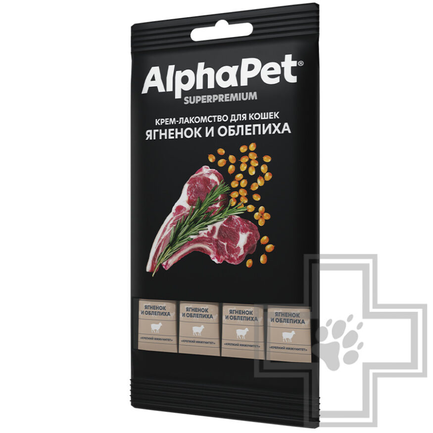 AlphaPet Superpremium Крем-лакомство для кошек, с ягненком и облепихой