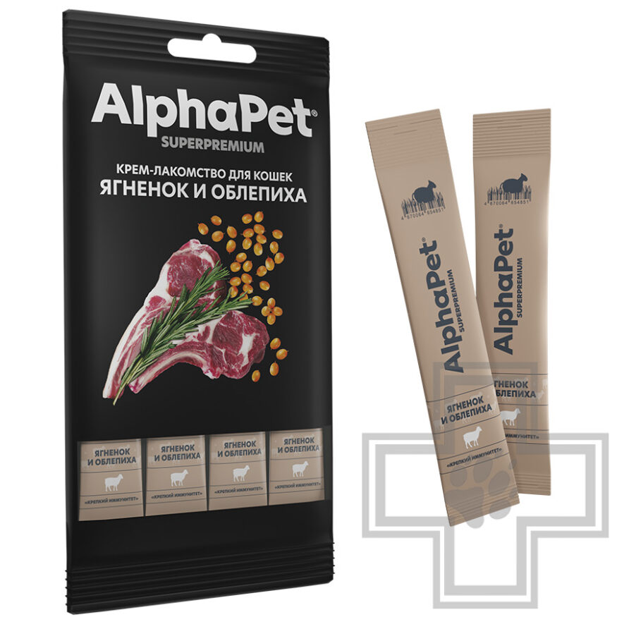 AlphaPet Superpremium Крем-лакомство для кошек, с ягненком и облепихой