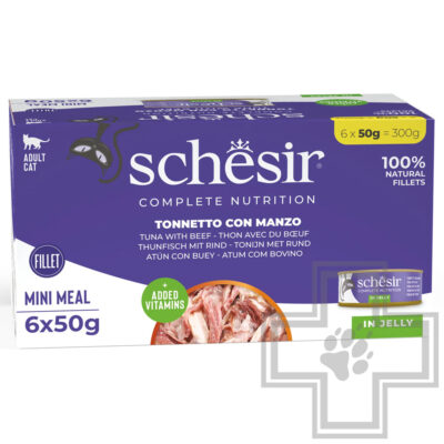 Schesir Complete Nutrition Консервы для кошек, с тунцом и говядиной в желе (мультиупаковка)