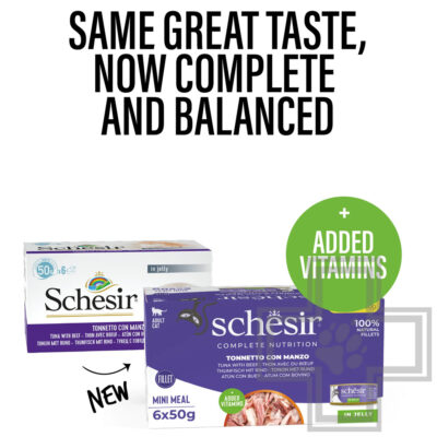 Schesir Complete Nutrition Консервы для кошек, с тунцом и говядиной в желе (мультиупаковка)