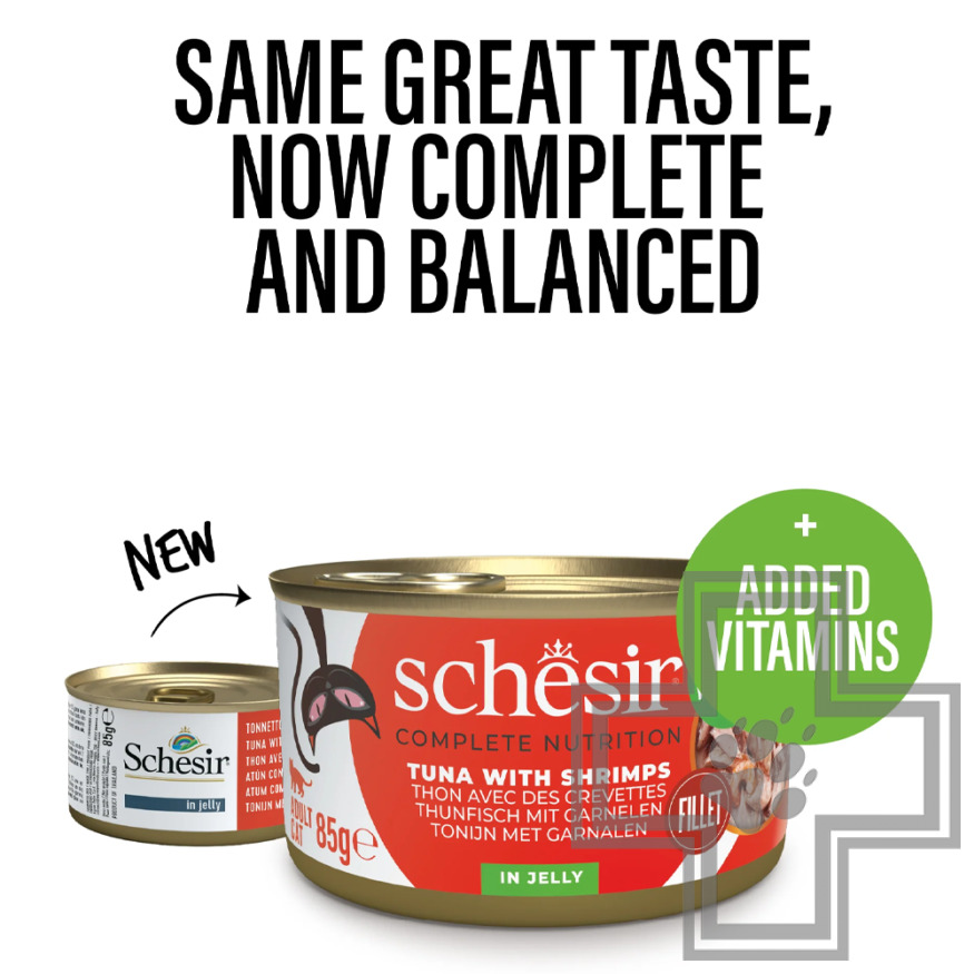 Schesir Complements Консервы для взрослых кошек, с тунцом и креветками в желе Schesir Complements Консервы для взрослых кошек, с тунцом и креветками в желе