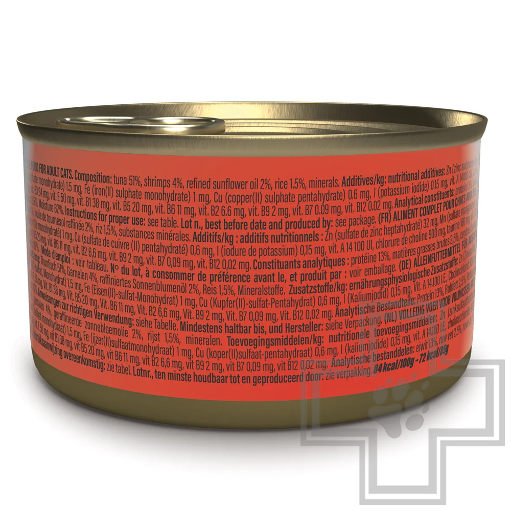 Schesir Complements Консервы для взрослых кошек, с тунцом и креветками в желе