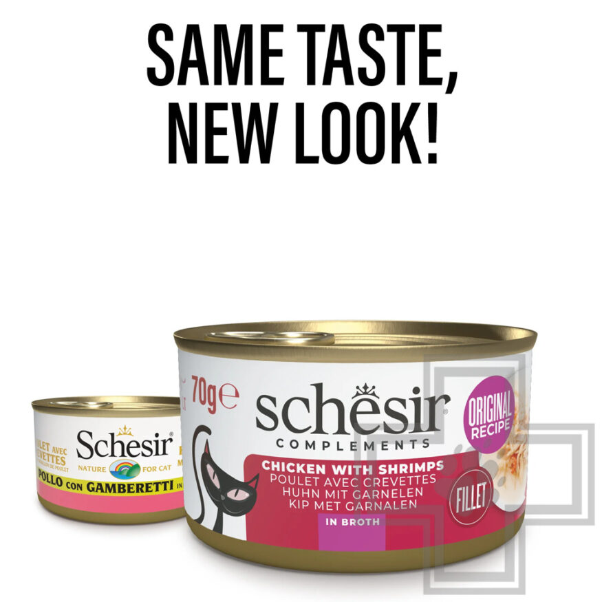 Schesir Complements Консервы для взрослых кошек, с курицей и креветками в бульоне Schesir Complements Консервы для взрослых кошек, с курицей и креветками в бульоне