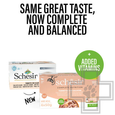 Schesir Complete Nutrition Консервы для кошек, с тунцом и лососем в желе (мультиупаковка)
