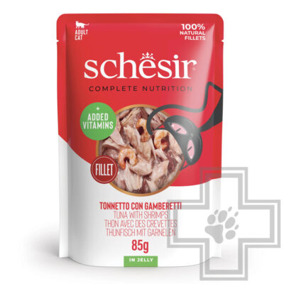 Schesir Complete Nutrition Пресервы для кошек, с тунцом и креветками в желе