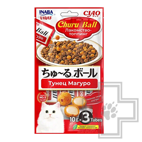 INABA CIAO Churu Ball Лакомство-топпинг для кошек, с тунцом Магуро