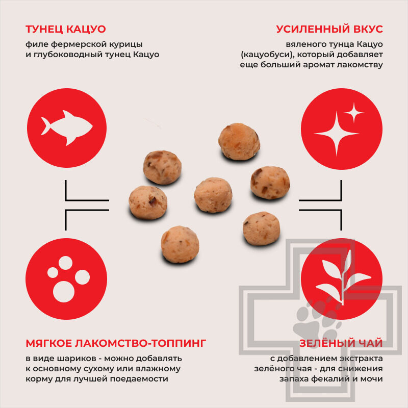 INABA CIAO Churu Ball Лакомство-топпинг для кошек, с тунцом Кацуо